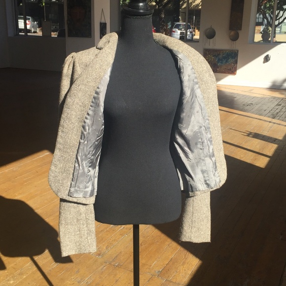 Custom made high waisted tweed vintage cottagecore beige and brown jacket - Picture 11 of 11